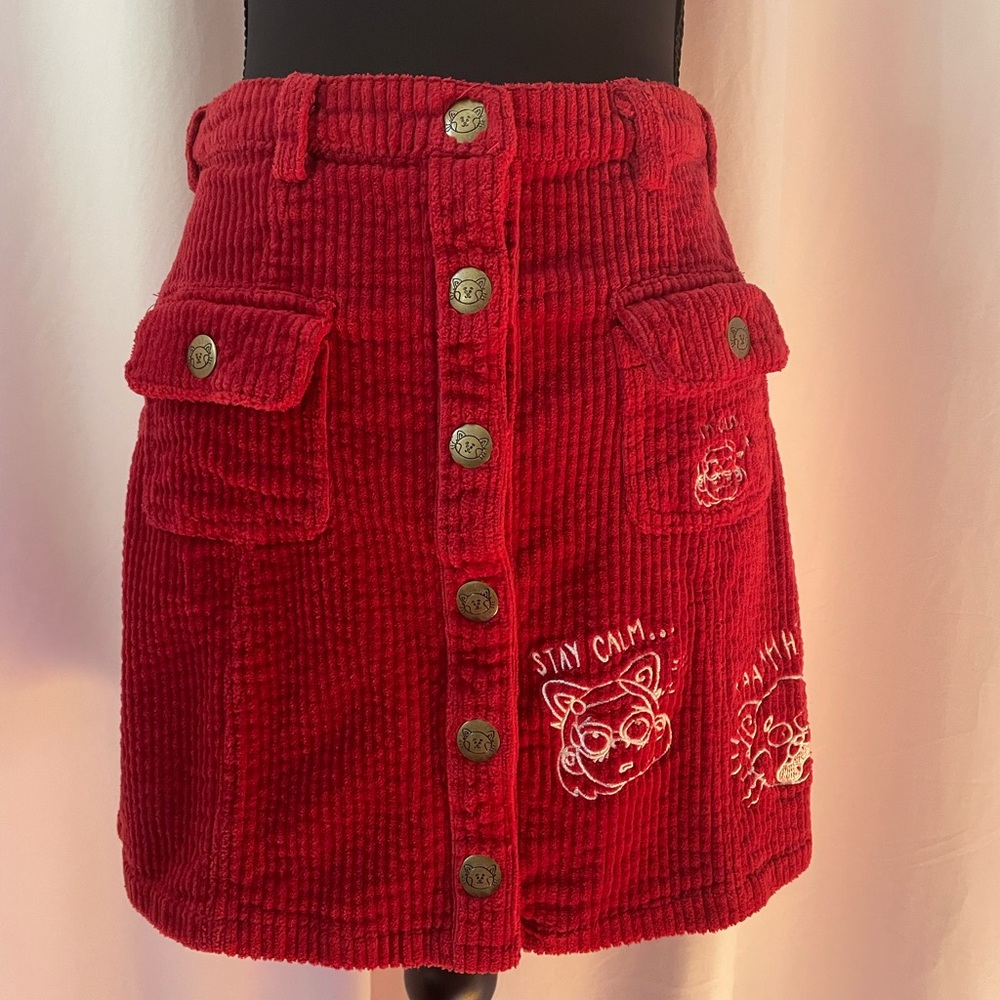Disney Red Corduroy Midi Skirt